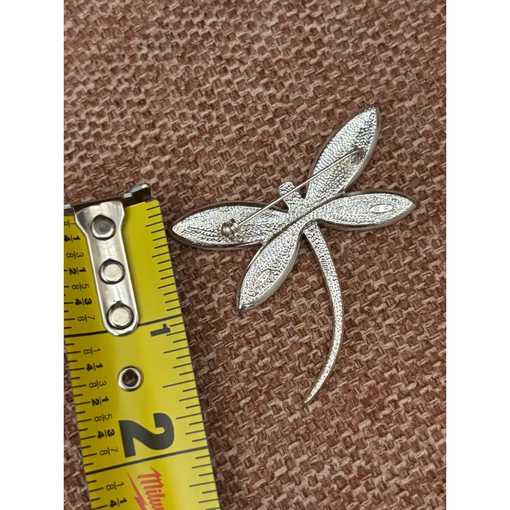 Avon Pink Enamel Rhinestone Dragonfly Brooch Silver Tone Nature Pin - Picture 4 of 4